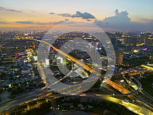 The Guangzhou Ring Expressway and Dongsha Interchange at sunset