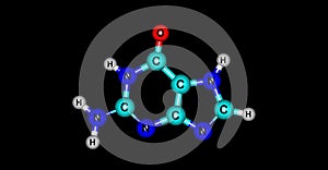 Guanine molecular structure isolated on black