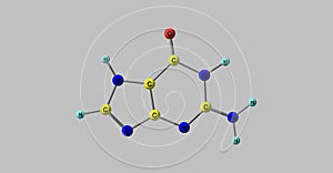 Guanine molecular structure isolated on grey