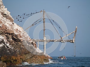 Guano collection structures at Islas Ballestas in photo