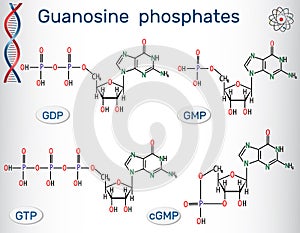 Guanosine phosphates guanosine triphosphate, guanosine diphosph photo