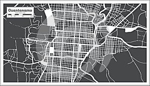 Guantanamo Cuba City Map in Retro Style. Outline Map