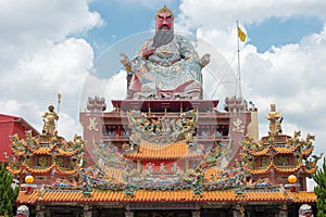 Guanyu Statue at Nantian Temple in Taichung, Taiwan. The temple was originally built in 1952