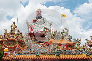 Guanyu Statue at Nantian Temple in Taichung, Taiwan. The temple was originally built in 1952