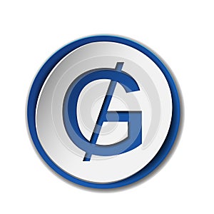 Guarani currency symbol on colored circle flat icon