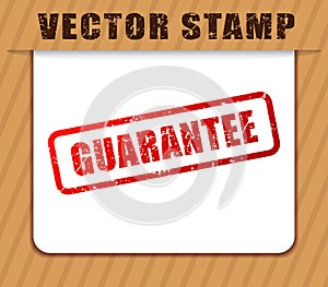 Guarantee buffered on white paper