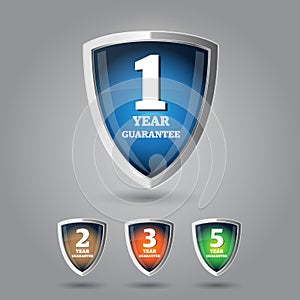 Guarantee label shield on grey background