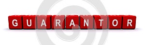 Guarantor word cube on white