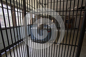 Guard desk inside prison cellblock