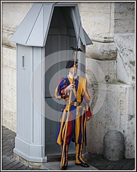 The guard at the gates to Vatican at Saint Peter Square