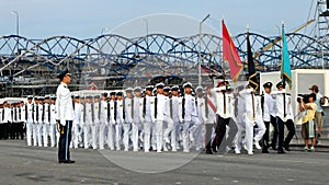 Guard-of-honor contingents marching past
