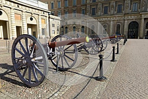 Guard standing outside of Royal King Palace in Stockholm, Sweden