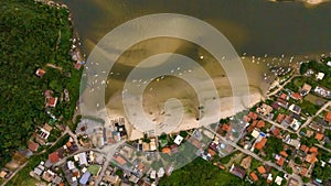 Guarda do Embau Beach located in the state of Santa Catarina near Florianopolis. Aerial image of beach in Brazil