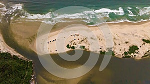 Guarda do Embau Beach located in the state of Santa Catarina near Florianopolis. Aerial image of beach in Brazil