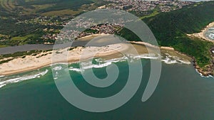 Guarda do Embau Beach located in the state of Santa Catarina near Florianopolis. Aerial image of beach in Brazil
