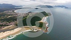 Guarda do Embau Beach located in the state of Santa Catarina near Florianopolis. Aerial image of beach in Brazil