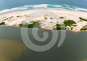 Guarda do Embau Beach located in the state of Santa Catarina near Florianopolis. Aerial image of beach in Brazil