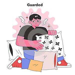 Guarded Personality concept. Flat vector