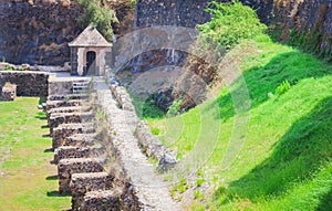 Guardhouse in the yard of Castello Ursino â€“ ancient castle in Catania, Sicily, Southern Italy