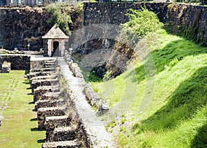 Guardhouse in the yard of Castello Ursino â€“ ancient castle in Catania, Sicily, Southern Italy