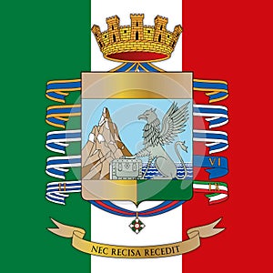 Guardia di Finanza coat of arms on the Italian flag, Italy photo