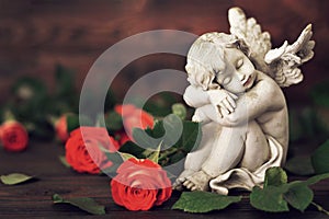 Guardian angel and roses