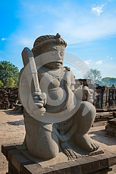 Guardian of Candi Sewu Buddhist complex in Java, Indonesia
