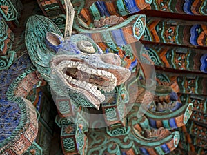 Guardian dragon sculpture in Bulguksa temple in Gyeongju, South Korea