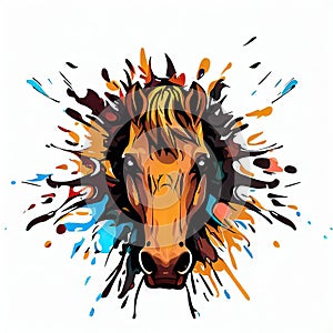 Guardian of Dreams: Horse Face Vector Art on White,Generative AI