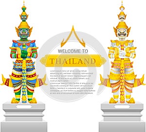 Guardian giant Thailand travel and art background vector illustration