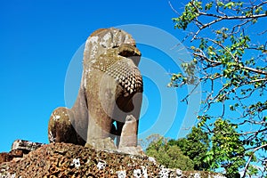 Guardian lion over blue sky