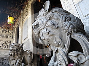 The Guardian Lions of Changfu Temple (Zushi Temple, Ã¤Â¸â°Ã¥Â³Â½Ã§Â¥âÃ¥Â¸Â«Ã¥Â»Å¸) in Sanshia District, New Taipei City, TAIWAN photo