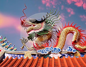 Guardian of Tradition: Chinese Dragon at Temple