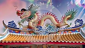 Guardian of Tradition: Chinese Dragon at Temple