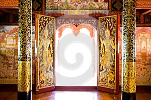 The Guardians on Temple Doors at Wat Phra Sing - Chiang Rai, Thailand