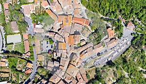 Guardistallo, Italy. Amazing aerial panoramic overhead view