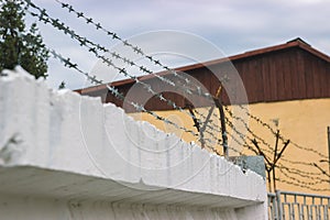 Guardrail and wire netting as security system