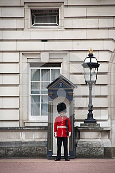 Guards at Buckingham Palace in London England