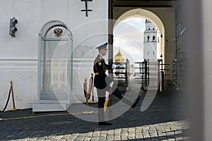 Guards of honor change on the Red Square in Moscow.