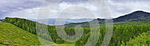 Guardsman Pass views of Panoramic Landscape of the Pass, Midway and Heber Valley along the Wasatch Front Rocky Mountains, Summer F