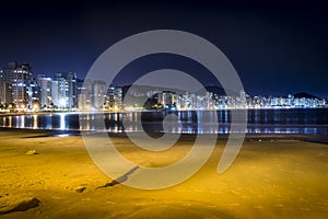 Guaruja, Asturias and Pitangueiras beach at night. photo