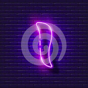 Guasha massager facial scraper neon icon. Beauty and youth concept