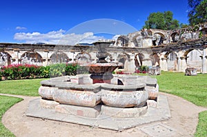 Guatemala, Antigua, church and convent of capuchinas, main fountain photo