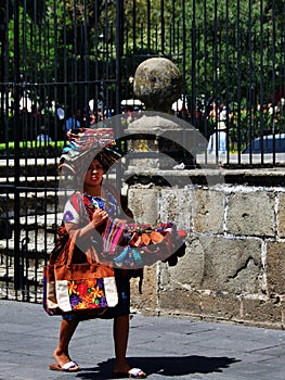 Antigua, Guatemala - February 2024: A creative local vendor on the street in Antigua, Guatemala