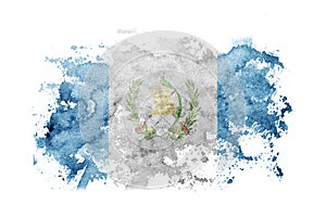 Guatemala flag background painted on white paper with watercolor