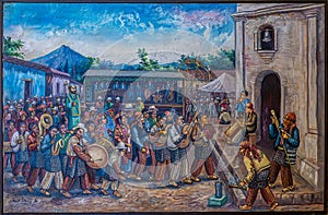 Christian procession painting, Finca La Azotea, La Antigua, Guatemala