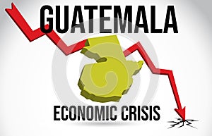 Guatemala Map Financial Crisis Economic Collapse Market Crash Global Meltdown Vector