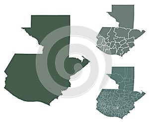 Guatemala map outline administrative regions vector template for infographic design. Administrative borders