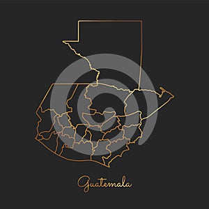 Guatemala region map: golden gradient outline on. photo