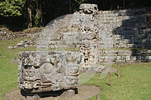 Stela and altar in Copan